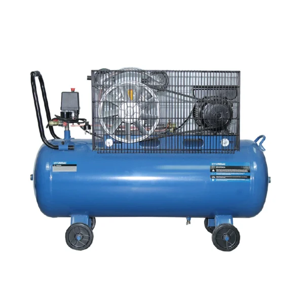 Compresor Hyundai Monofásico 2HP 100L 115psi Correa - Imagen 3