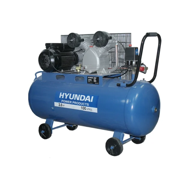 Compresor Hyundai Monofásico 2HP 100L 115psi Correa - Imagen 2